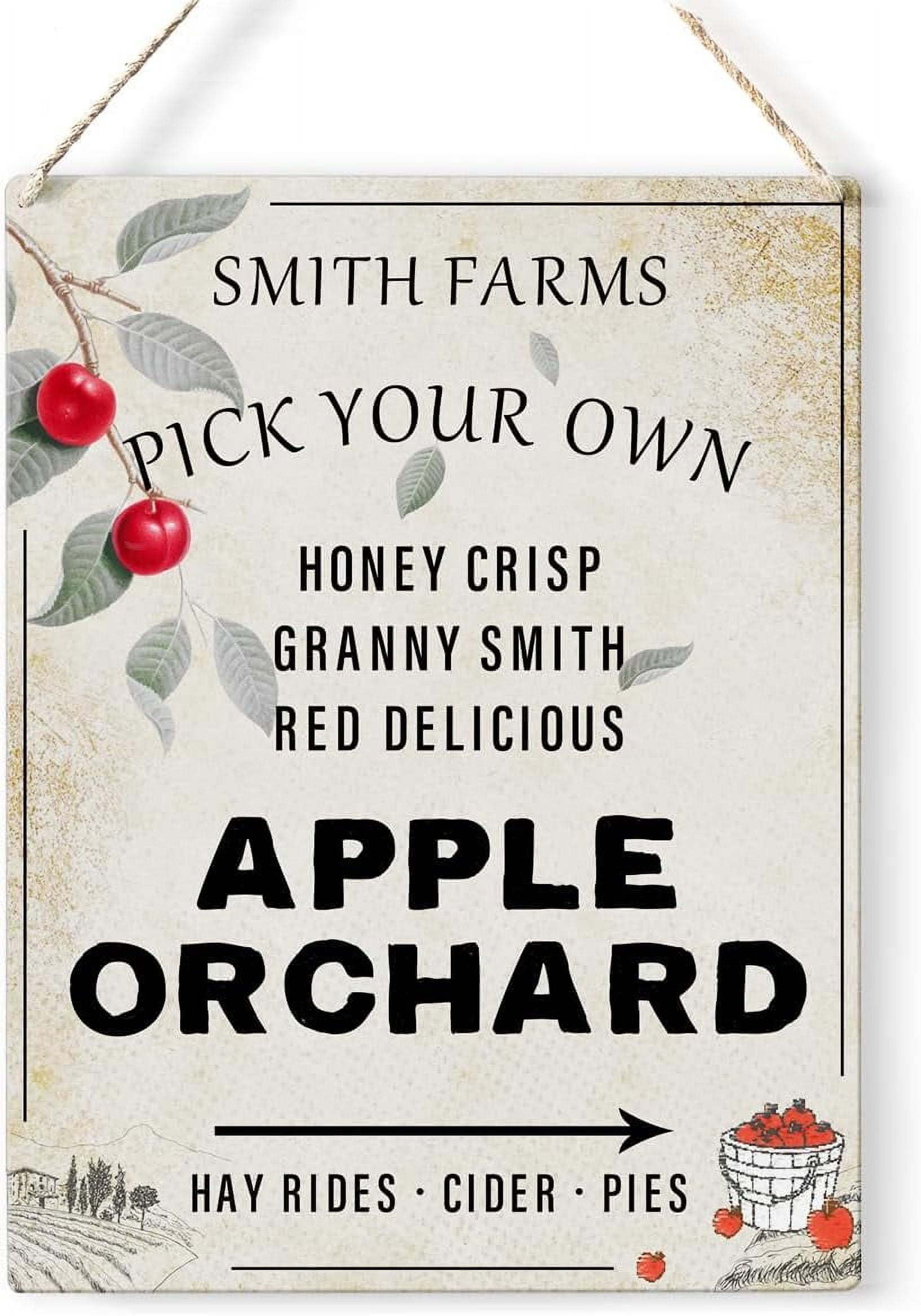 Apple Orchard Wood Sign Summer Apple Wooden Signs Rustic Hanging Plaque ...