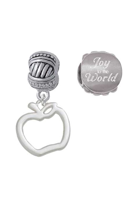 Apple Outline Joy to the World Charm Beads (Set of 2)