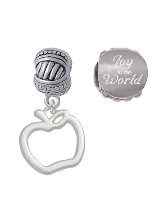 Apple Outline Joy to the World Charm Beads (Set of 2)