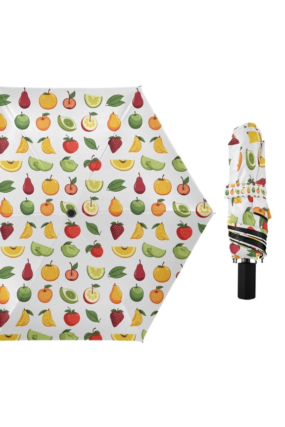 Apple Pear Banana Lime Grape Compact Sun Umbrella Windproof Travel Umbrellas for Rain Strong Portable UV Protection