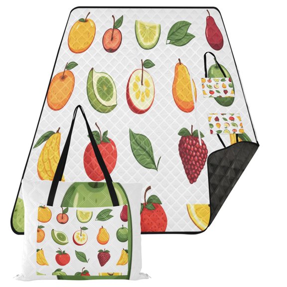 Apple Pear Banana Lime Grape Extra Large Picnic Beach Blanket Waterproof Sand Proof Portable Outdoor Mat 80x118