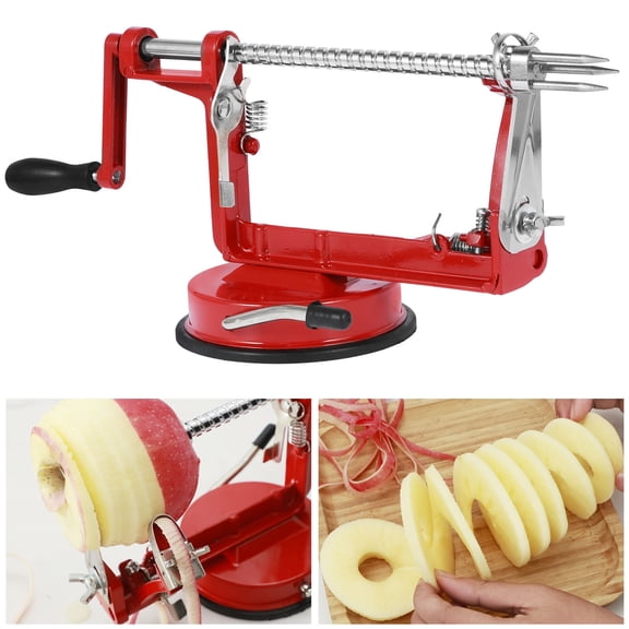 Apple Peeler Corer Slicer All in One, Manual Hand Crank Fruit Peeling Machine with Heavy Duty Suction Base & Stainless Steel Blades
