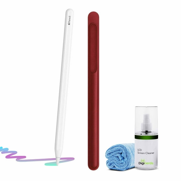 Apple Pencil 2nd Generation Bundle with Red Pencil Case and Cleaning Kit