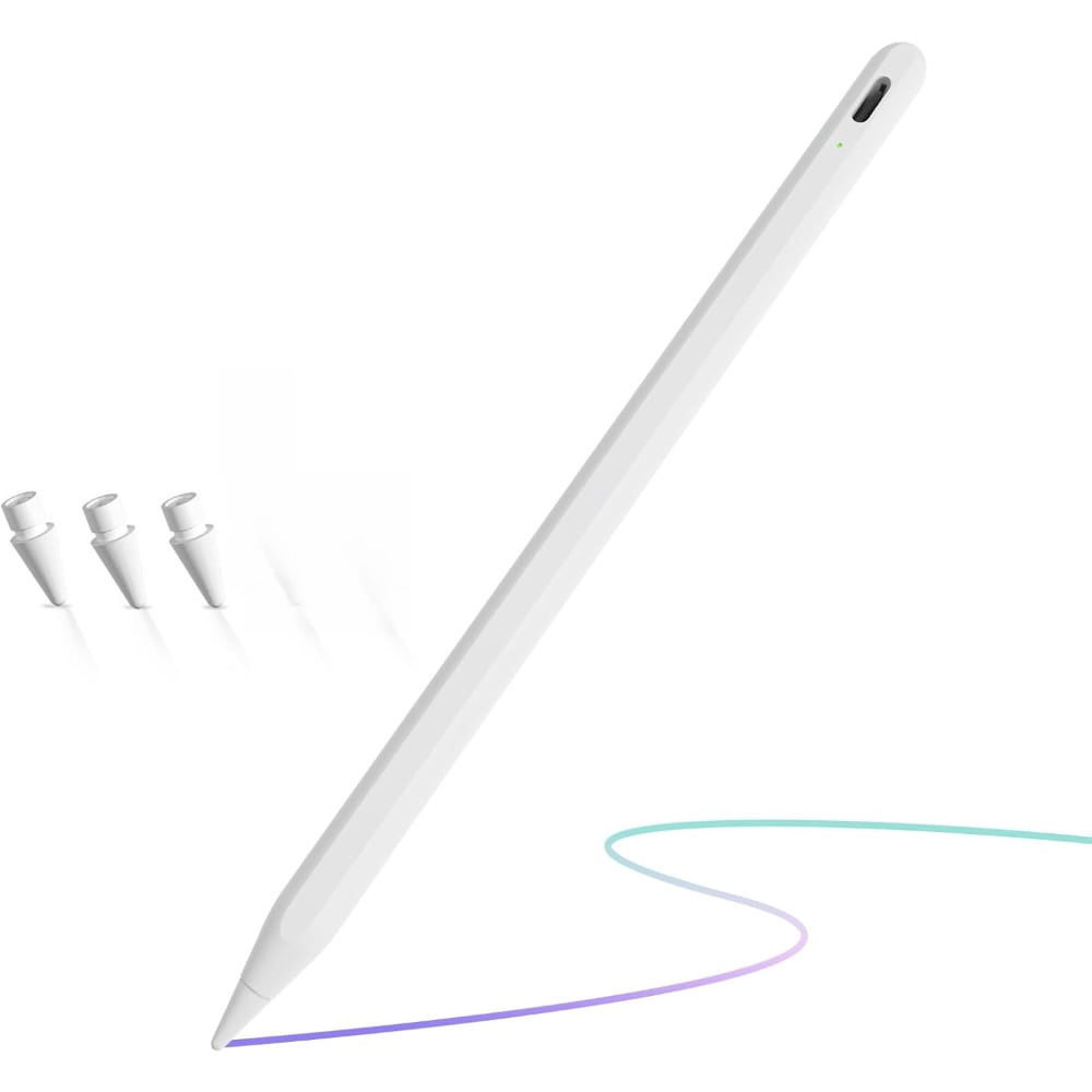 Apple Pencil Alternative Flat Stylus with Tilt & Palm Rejection for iPad 11/10/9/8/7/6, Air 3/4/5, Pro 12.9/11, Mini 6/5, M2/M4/A16, Samsung Android Huawei