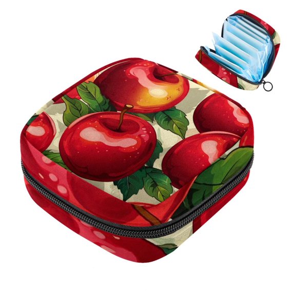 Apple Period Pouch, Portable Tampon Storage Bag for Sanitary Napkins, Tampon Holder for Purse Feminine Product Organizer, First Period Gifts for Teen Girls School