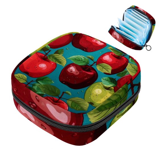 Apple Period Pouch, Portable Tampon Storage Bag for Sanitary Napkins, Tampon Holder for Purse Feminine Product Organizer, First Period Gifts for Teen Girls School