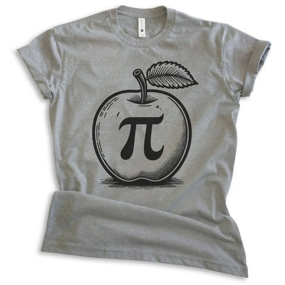 Apple Pi T-shirt, Unisex Women's Men's Shirt, Apple Pie Math Teacher Science Algebra Thanksgiving, Dark Heather Gray, Medium