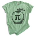 thumbnail image 1 of Apple Pi T-shirt, Unisex Women's Men's Shirt, Apple Pie Math Teacher Science Algebra Thanksgiving, Heather Apple Green, Medium, 1 of 6