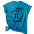 thumbnail image 1 of Apple Pi T-shirt, Unisex Women's Men's Shirt, Apple Pie Math Teacher Science Algebra Thanksgiving, Heather Blue, Small, 1 of 6