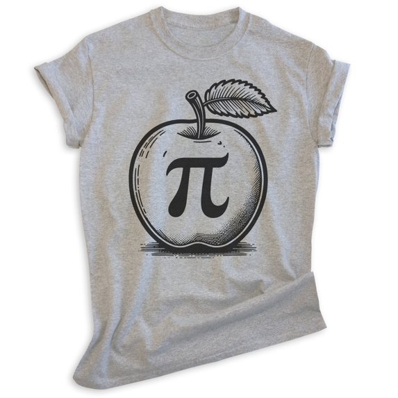 Apple Pi T-shirt, Unisex Women's Men's Shirt, Apple Pie Math Teacher Science Algebra Thanksgiving, Heather Gray, Small