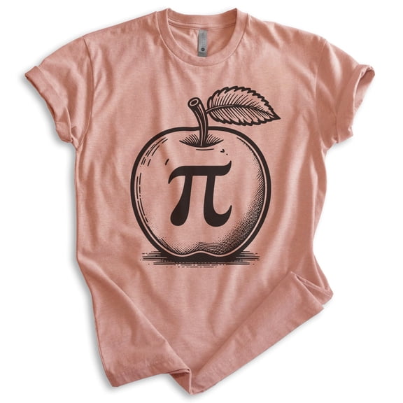 Apple Pi T-shirt, Unisex Women's Men's Shirt, Apple Pie Math Teacher Science Algebra Thanksgiving, Heather Sunset, Large