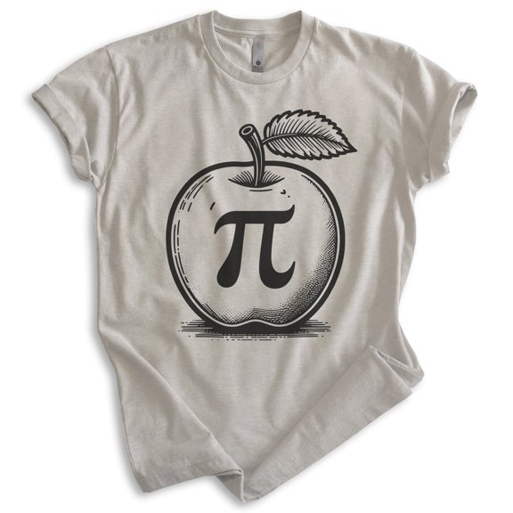 Apple Pi T-shirt, Unisex Women's Men's Shirt, Apple Pie Math Teacher Science Algebra Thanksgiving, Light Silk Gray, Large