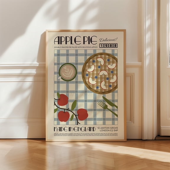 Apple Pie Poster Kitchen Art Kitchen Poster Kitchen Print Food Print Modern Kitchen Decor Retro Poster