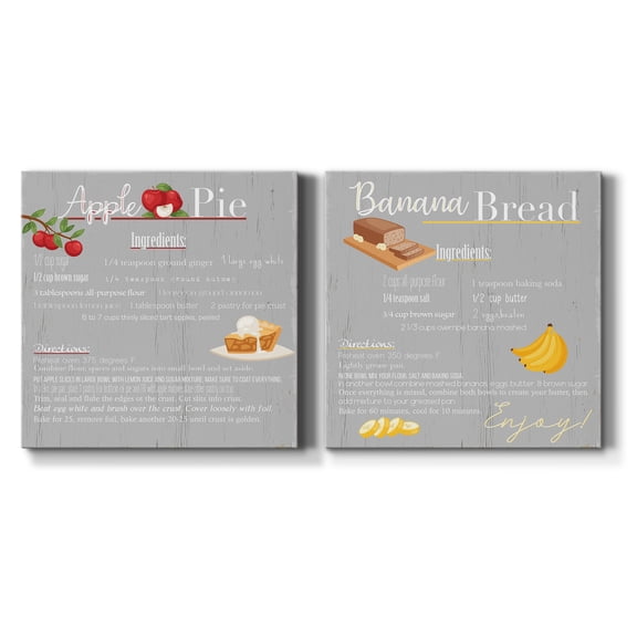 Apple Pie - Premium Gallery Wrapped Canvas - Ready to Hang Set of 2 - 10 x 10 Each