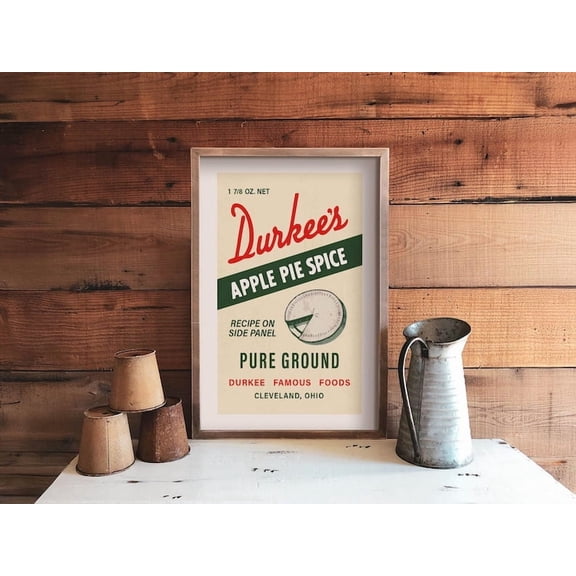 Apple Pie Print Retro Spice Label Wall Art Americana Poster Kitchen Wall Art Fall Kitchen Decor Festive Gift for Home Size 24x36 Unframed Poster