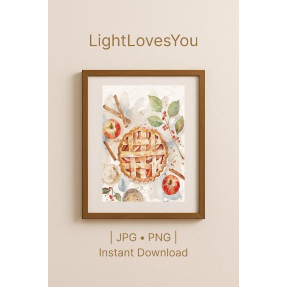 Apple Pie Recipe Print, Vintage Kitchen Decor, Stretched Canvas 12x16in