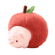 Apple Pig Plush Stuffed Animal, 9.8 Inch Detachable Pig Plush Pillow, Fully Stuffed Soft Pig in Apple Plushie, Cute Fruit Animal Decor Gift