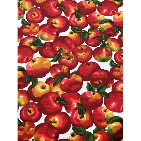 Apple Print Broadcloth, 60" Wide, Sells by the Yard from Sal Tex Fabrics, White