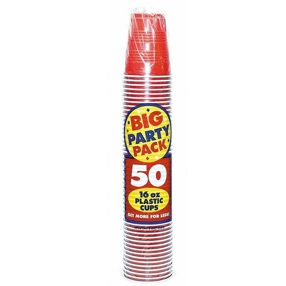Apple Red Big Party 16 oz. Plastic Cups (50 Count)