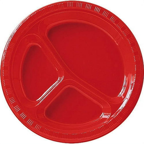 10 1/4" Divided Plates, Red (Pack of 20)
