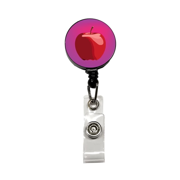 Apple Red Fruit Retractable Reel ID Badge Key Card Name Tag Holder with Clip