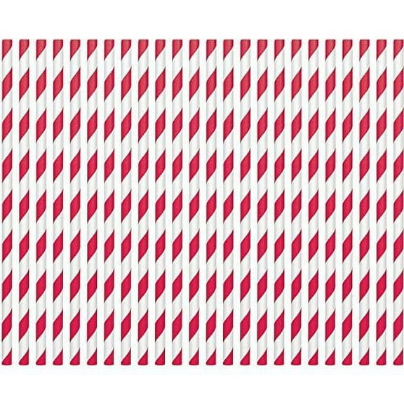 Amscan Red Striped Reusable Paper Straws 24 Count
