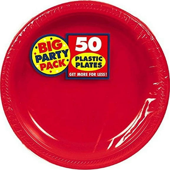 Apple Red Plastic Plates Big Party Pack, 200 Ct. | 9 Inches