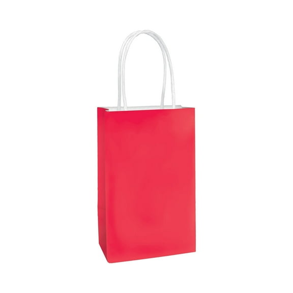 Apple Red Small Bags With White Twist Handles - 8 3/8"H x 5 1/4"W x 3 1/4"D - 5 Pack (162800405)
