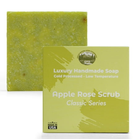 Apple Rose Scrub 5oz Soap Handmade Soap bar - Cherry Almond, oatmeal as exfoliant - Pure Essential Oil Natural Soaps- Anniversary Wedding Gifts Christmas stocking stuffer cherry blossom - Falls River