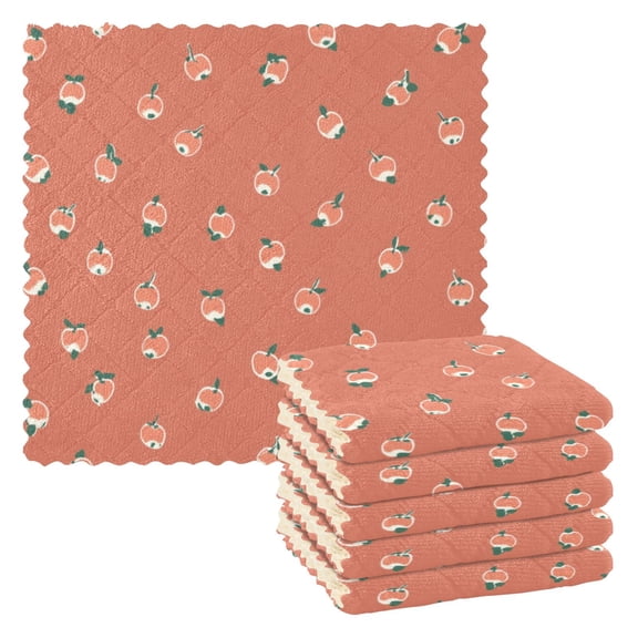 Apple Seamless Pattern Dish Towels 6 Pack Kitchen Cleaning Dish Cloths Absorbent Reuseable Cleaning Cloths 11'' x 11''