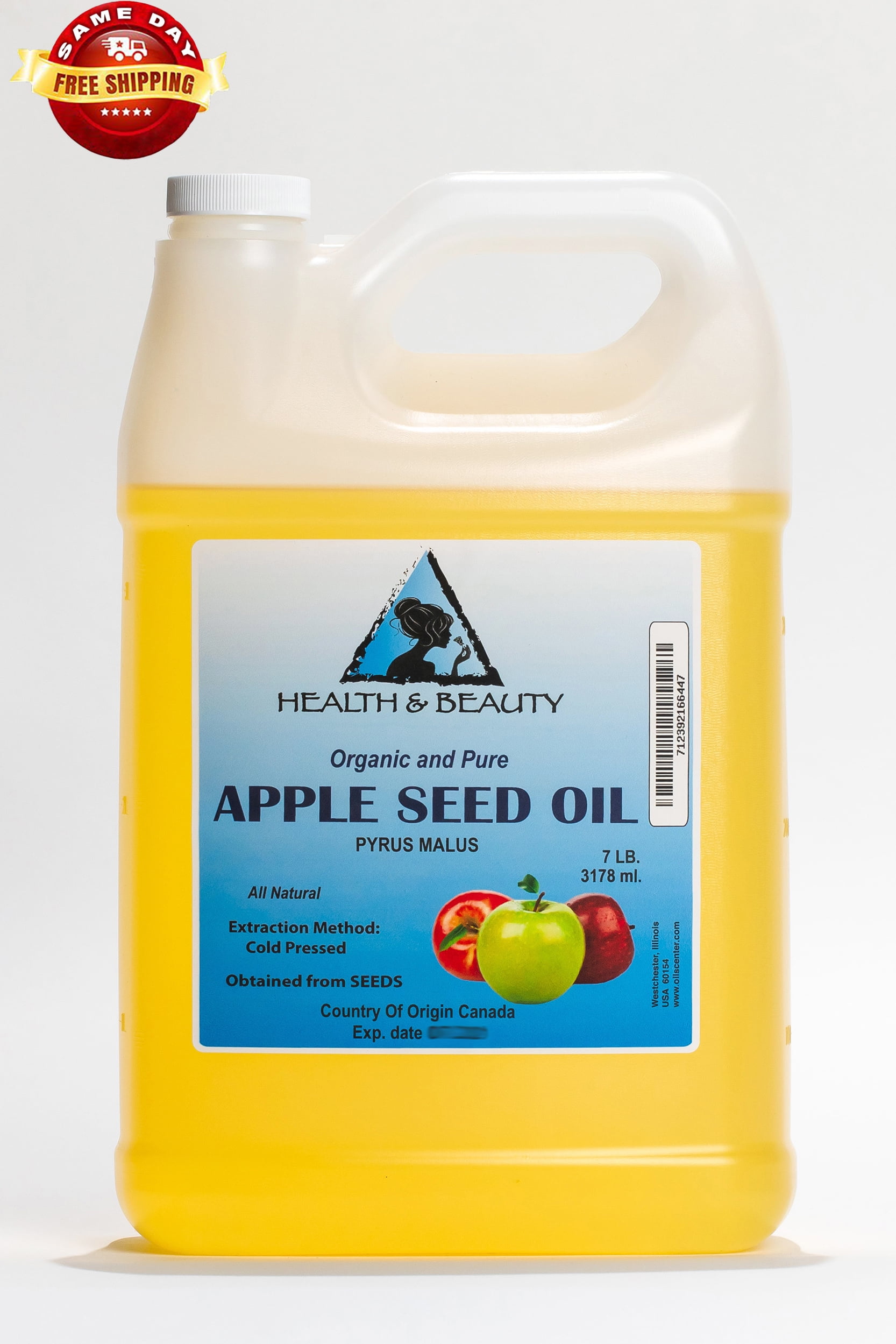 Apple Seed Oil Organic Carrier Cold Pressed Premium Natural 100% Pure 7 Lb