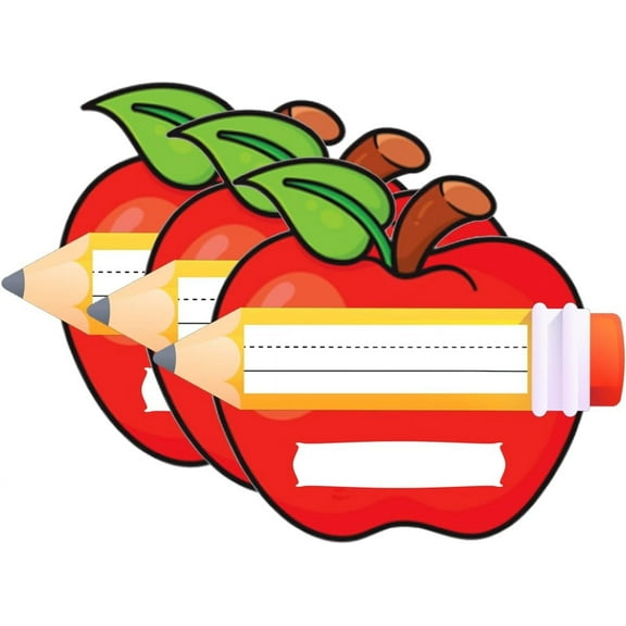 Apple Shape Name Badge Tags , 4inch Name Labels for Students Name Plates Tags 30Pcs