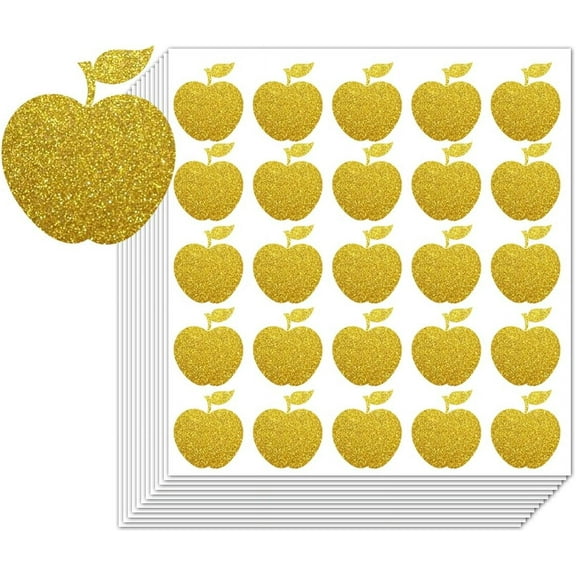 Apple Shape Stickers 1 Inch Gold Foil Mini Apples Reward Stickers for Students & Kids,500 Pcs