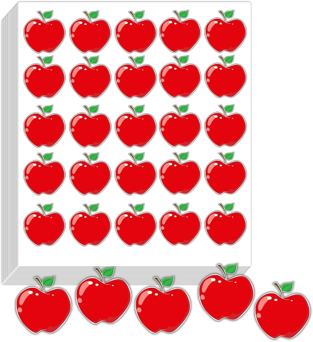 Apple Shape Stickers,1inch Mini Apples for Teachers Reward Stickers