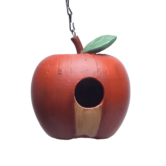 Apple Shaped Birdhouse with Rustic Finish, Hanging Birdhouse for Outside, Cute Birdhouses for Bluebird Sparrow Finch Cardinals Garden, Patio, Yard