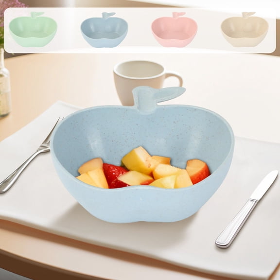 Apple Shaped Children's Bowl, Plastic Tableware for Babies and Toddlers, Eco-Friendly, Dishwasher , Party Snack Fruit Dish, 5.24x4.5in (Pink, Blue, Green, Beige)