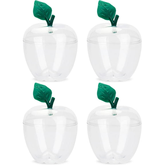 Apple-Shaped Clear Plastic Containers with Lids, Reusable Candy Holders