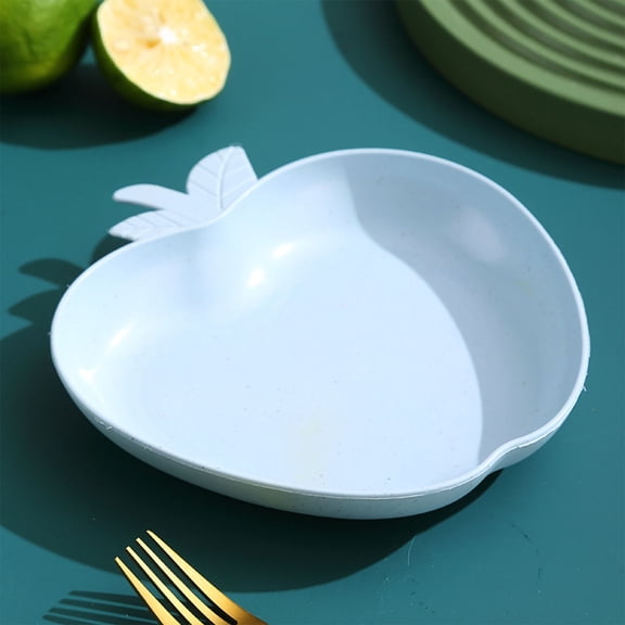 Apple Shaped Dinner Plates, Wheat Straw Style Reusable Serving Plates, Microwave and Dishwasher Safe Food Plates With Rounded Edges, Lightweight Tableware for Kitchen, Camping, Snacks and Desserts