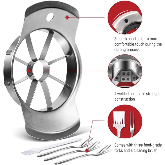 Apple Slicer,8 Blade Extra Large Apple Corer,Heavy Duty Stainless Steel Apple Cutter and Divider, Easy to Use, Time-Saving