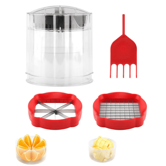 Apple Slicer Corer, [Large Size] 8-Blade Heavy Duty Apple Cutter with Base, [Upgraded] Cut Apples All The Way Through, Stainless Steel Ultra-Sharp Blade, Fruit & Vegetable Divider, Wedger, Red