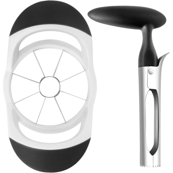 Apple Slicer & Corer Set, Apple Cutter and Fruit Slicer with Sharp Stainless Steel Blades and Ergonomic Non-Slip Handles, Ideal for Cutting a Wide Range of Fruits, Black