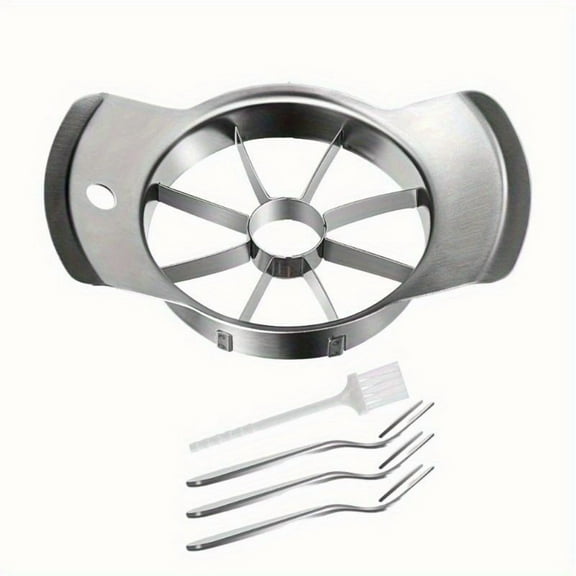 Apple Slicer Set, with A Brush and Fruit Fork Stainless Steel Apple Nucleus 8 -piece Apple Slicer, Easy To Use, Save Time, Sharp and Strong Apple Slice and Nuclear, Suitable for Apple Pears