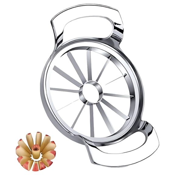 Apple Slicer Upgraded Version 12-Blade Extra Large Apple Corer,Stainless Steel Ultra-Sharp Apple Cutter for Up to 4 Inches Apples.Silver