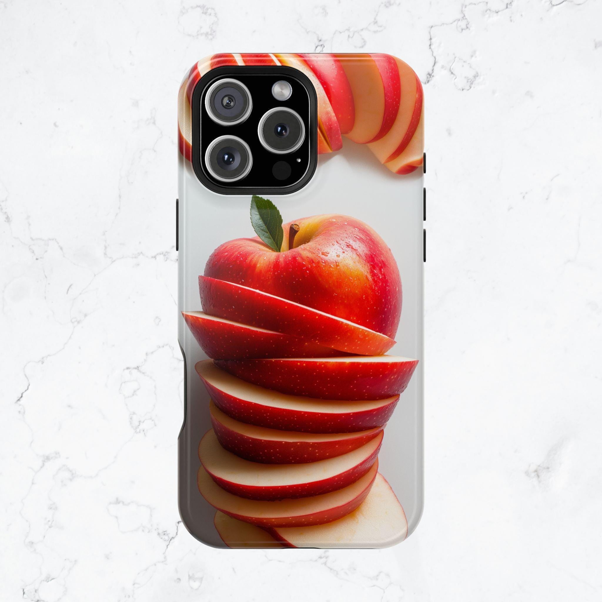 Apple Slices Red Fruit Illustration Art Phone Case with iPhone 17 to 11 ...