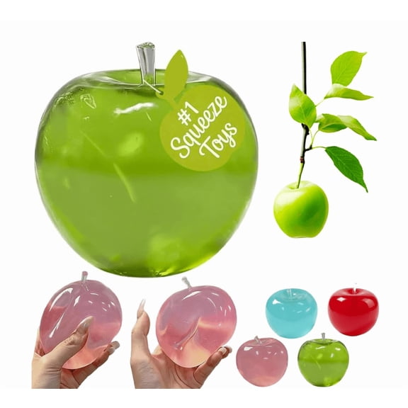 Apple Squishies Stress Balls (1 Pack) Stretchy Fruit Stress Squeeze Toys for Teens and Adults, Squish Sugar Ball Squishies Toys, Ideal for Relax, Focus, Christmas Decoration, Easter Basket Stuffers