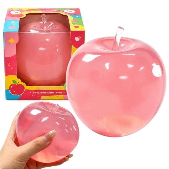 Apple Squishy,Pink Apple Shaped Squishy Stress Balls,Slow Rebound Clear Fruit Squeeze Fidget Toy Anxiety Relief Soft Stress Ball Pinch Sensory Toy