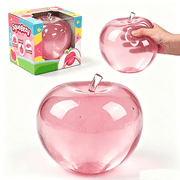 Apple Squishy,Pink Apples Squishy Shaped Stress Balls,Slow Rebound Clear Fruit Squeeze Fidget Anxiety Relief Soft Stress Ball Pinch Sensory