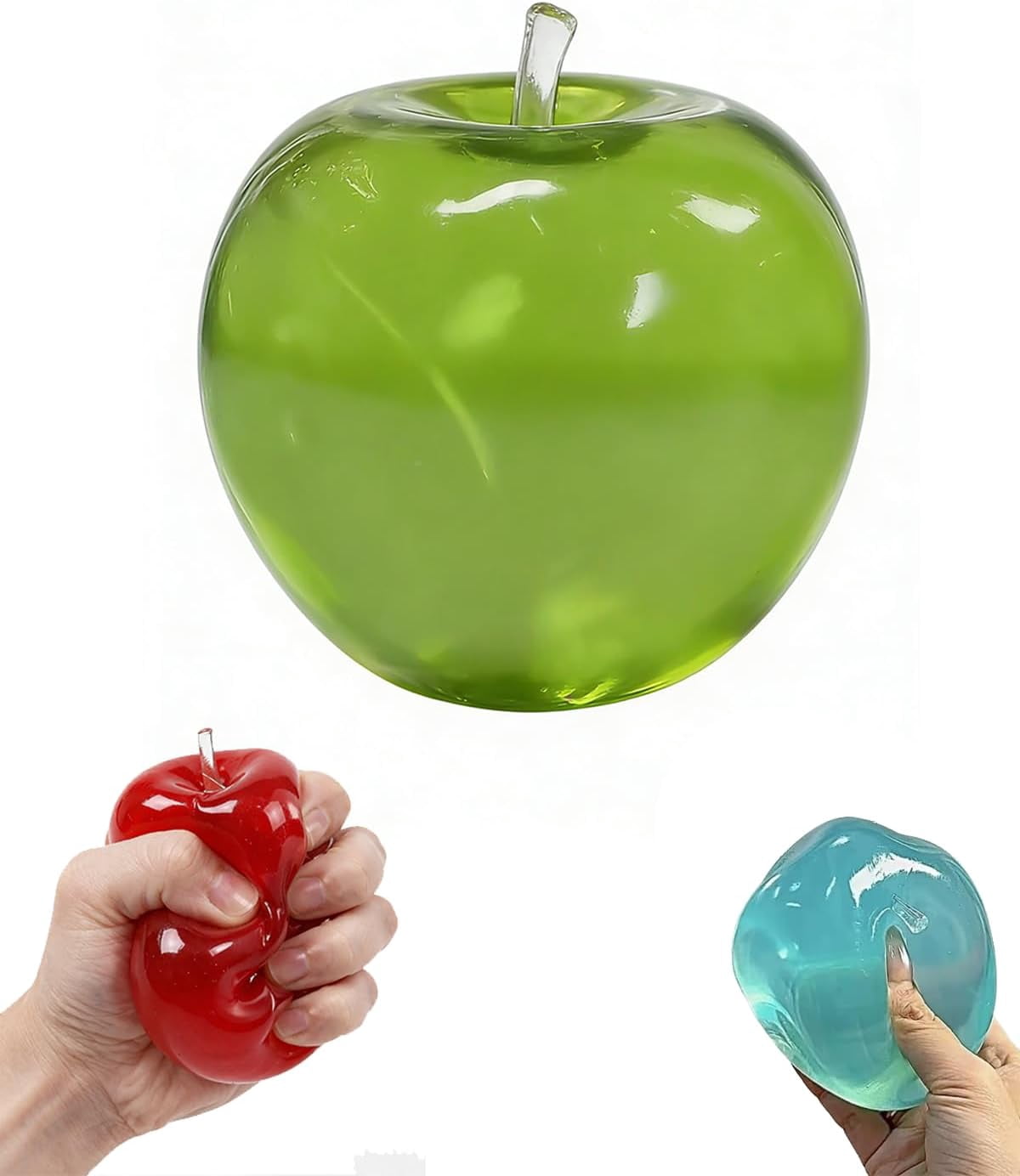Apple Squishy Semi Transparent Silicone Slow Rising Glass Gloss Finish Palm Size for Desk Display