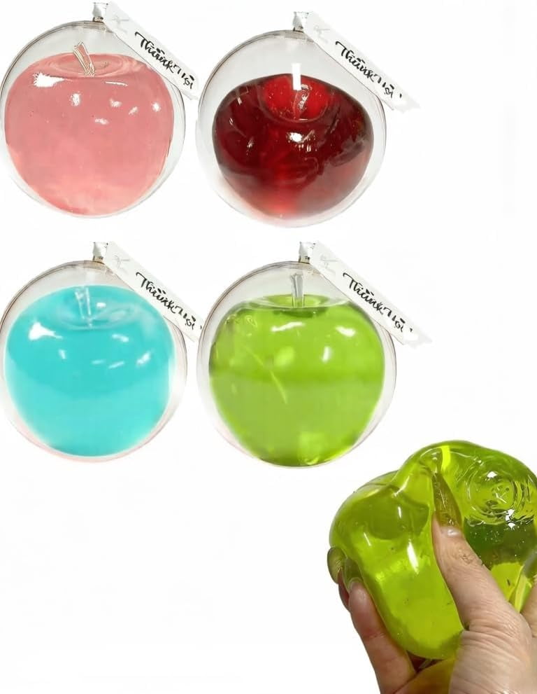 Apple Squishy Toy - Glass Gloss Semi-Transparent Taba Squishy Apple - Slow Rising Silicone Fidget Stress Ball - Cute Moldable Squeeze Sensory Squishy Toys for Daily Office & Home Gift