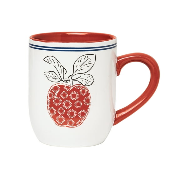 16oz Apple Stripe Ceramic Coffee Tea Mug  All Seasons Table Decor